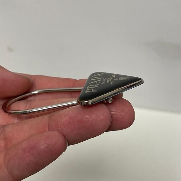 Prada Logo Design Enameled Metal Key Ring - Picture 2 of 5